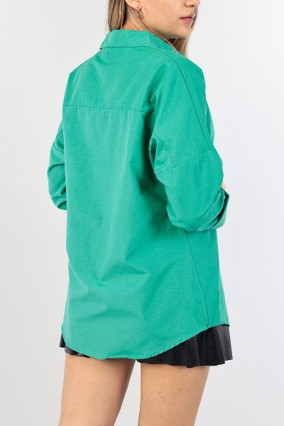 Yeşil Poplin Bayan Gömlek 90846