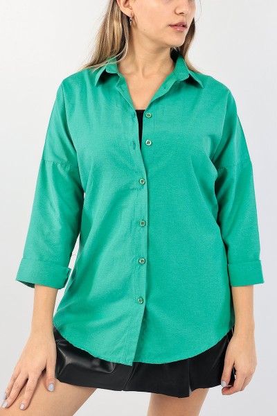 Yeşil Poplin Bayan Gömlek 90846