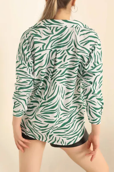 Yeşil Poplin Dokuma Bayan Gömlek 236823