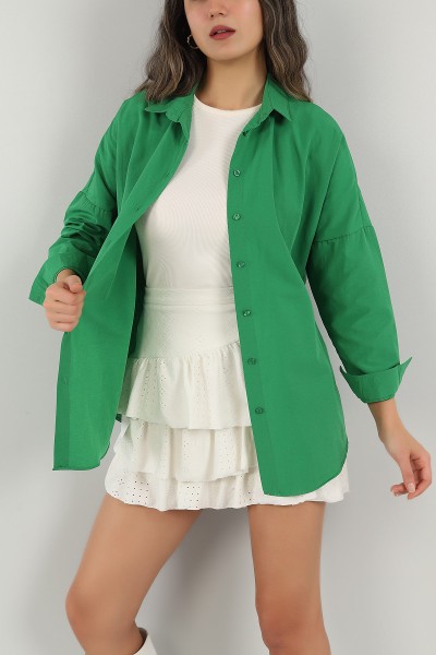 Yeşil Poplin Kumaş Bayan Gömlek 147327