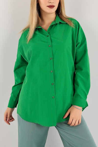 Yeşil Poplin Kumaş Bayan Gömlek Tunik 119580