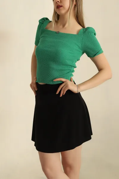 Yeşil Prenses Kol Fitilli Bluz 258782