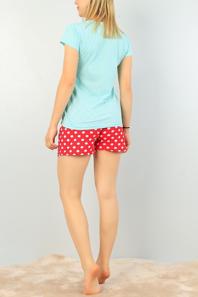 Yeşil Puantiye Desen Bayan Pijama Takımı 68293