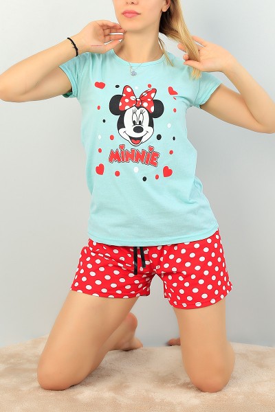 Yeşil Puantiye Desen Bayan Pijama Takımı 68293