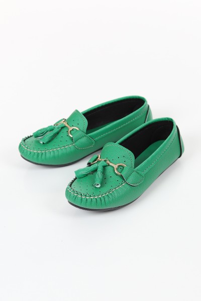 Yeşil Püskül Detay Kadın Babet Ayakkabı 120616