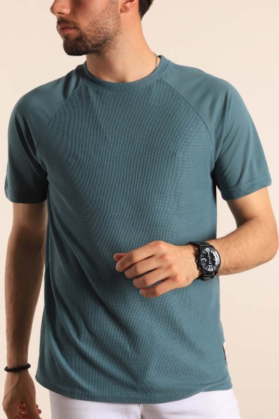 Yeşil Reglan Kol Mikro Delikli Erkek Tişört 187737