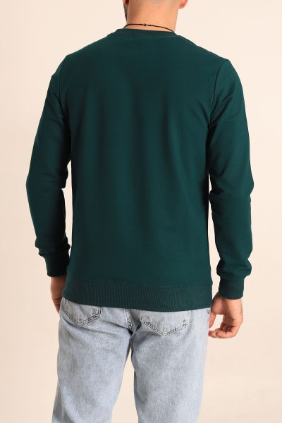 Yeşil Regular Fit Basic Bisiklet Yaka Erkek Sweatshirt 217617