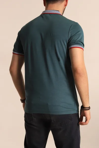 Yeşil Regular Fit Desenli Polo Yakalı Erkek Tişört 263262