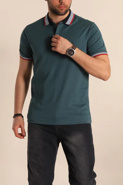Yeşil Regular Fit Desenli Polo Yakalı Erkek Tişört 263262