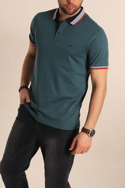 yesil-regular-fit-desenli-polo-yakali-erkek-tisort-263262
