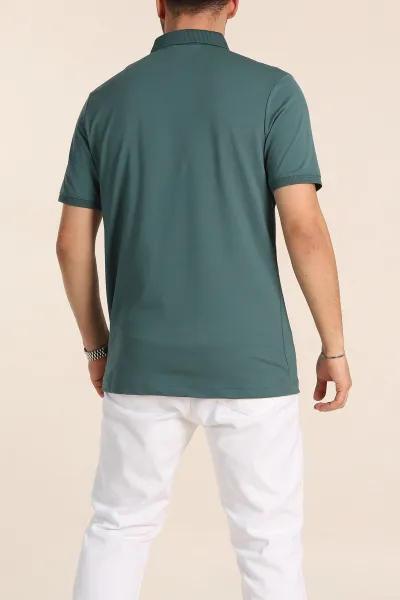 Yeşil Regular Fit Dokulu Polo Yaka Erkek Tişört 342492