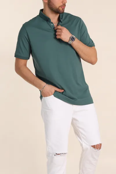 yesil-regular-fit-dokulu-polo-yaka-erkek-tisort-342492