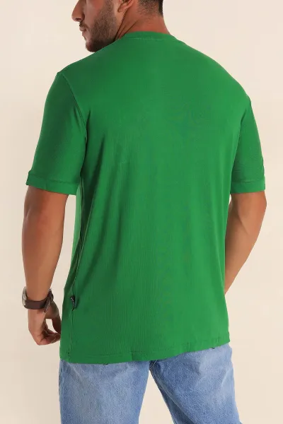 Yeşil Relaxed Fit Cep Detaylı Erkek Tişört 268732