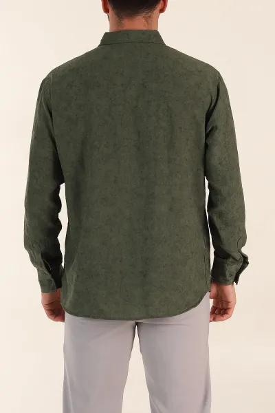 Yeşil Relaxed Fit Desenli Uzun Kollu Erkek Gömlek 369753