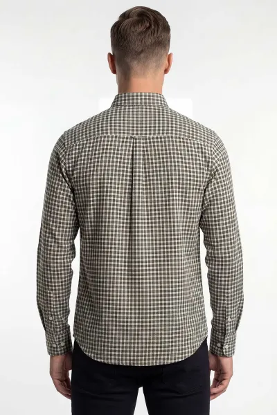 Yeşil Relaxed Fit Ekose Desen Erkek Gömlek 435791