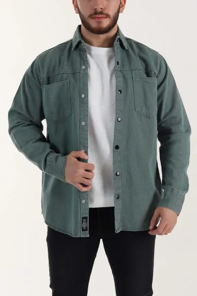 yesil-relaxed-fit-gabardin-cift-cepli-yikamali-erkek-gomlek-397970