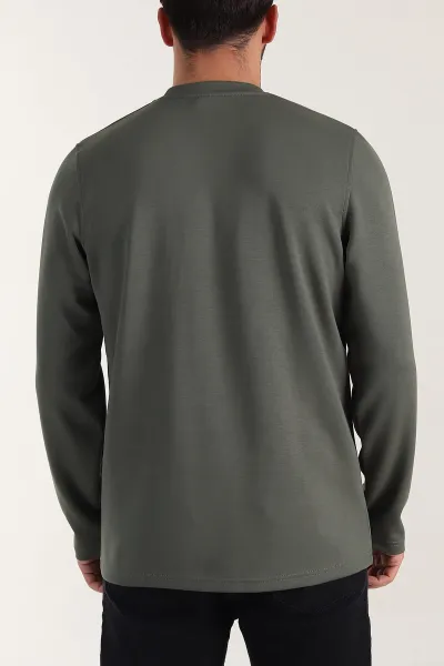 Yeşil Relaxed Fit Oysho Kumaş Nakışlı Yazı Detay Erkek Sweatshirt 399394