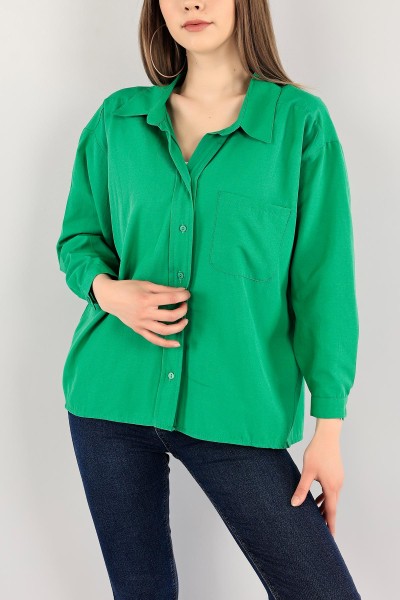 Yeşil Salaş Poplin Bayan Gömlek 113569