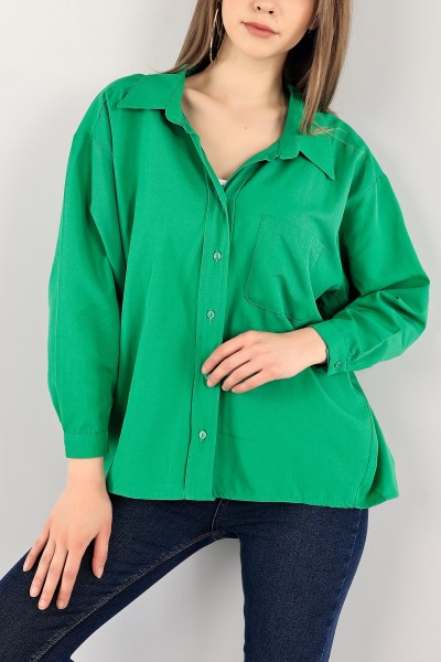Yeşil Salaş Poplin Bayan Gömlek 113569