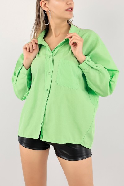 Yeşil Salaş Poplin Bayan Gömlek 113570