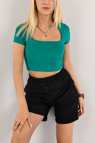 Yeşil Sandy Kumaş Bluz 124362