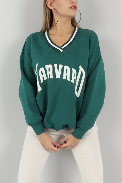 Yeşil Şardonlu Baskılı Bayan Sweat 144720