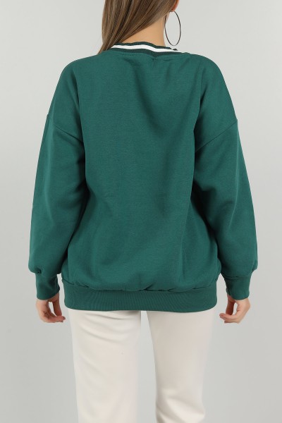 Yeşil Şardonlu Baskılı Bayan Sweat 144720