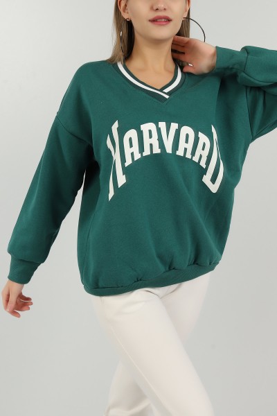 Yeşil Şardonlu Baskılı Bayan Sweat 144720