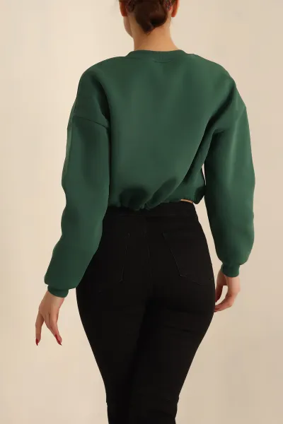 Yeşil Şardonlu Baskılı Bayan Sweat 228855