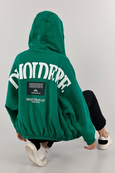 Yeşil Şardonlu Bayan Fermuarlı Sweat 132388