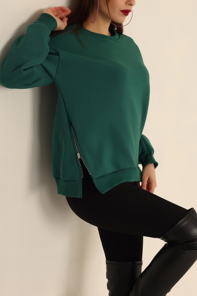 Yeşil Şardonlu Fermuar Detay Sweat 224465