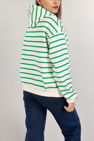 Yeşil Şardonlu Kapüşonlu Bayan Sweat 142365