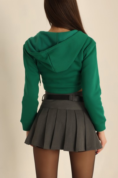 Yeşil Şardonlu Kapüşonlu Bayan Sweat 223902