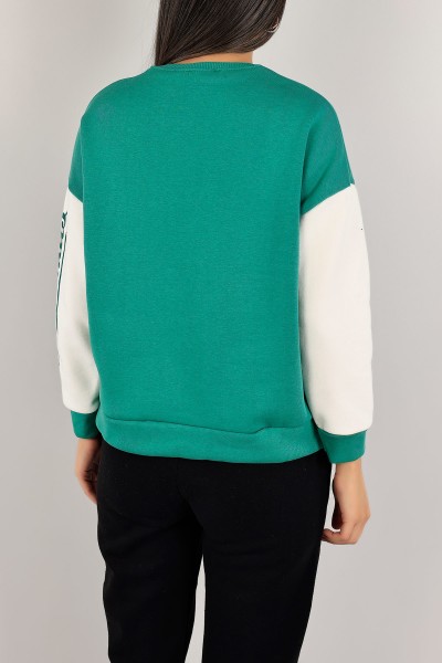 Yeşil Şardonlu Süzene Nakışlı Sweat 143197