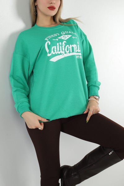 Yeşil Şardonsuz Üç İp Bayan Sweat 149534