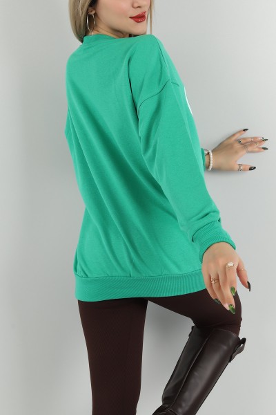 Yeşil Şardonsuz Üç İp Bayan Sweat 149534