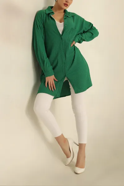 Yeşil Seul TekCep Gömlek Tunik 255409