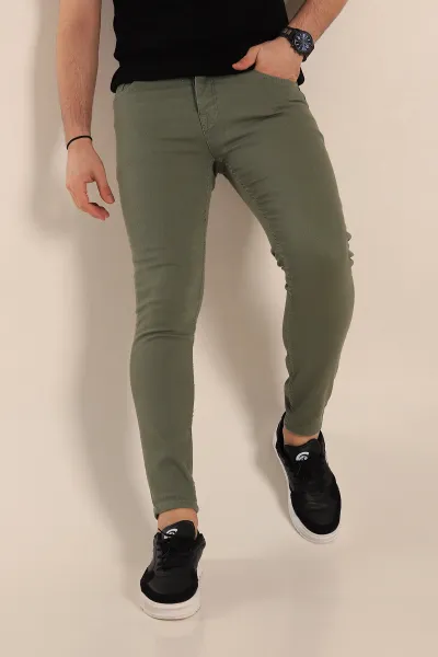Yeşil Skinny Fit Likralı Erkek Kot Pantolon 269173