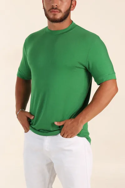 yesil-slim-fit-basic-likrali-erkek-tisort-268729