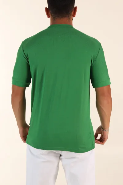 Yeşil Slim Fit Basic Likralı Erkek Tişört 268729