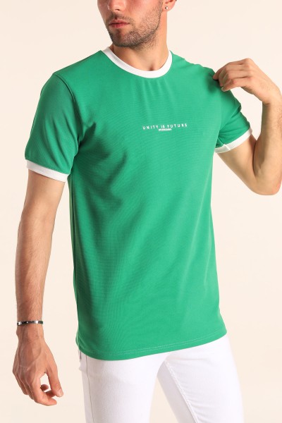 Yeşil Slim Fit Kabartma Yazılı Erkek Tişört 186798