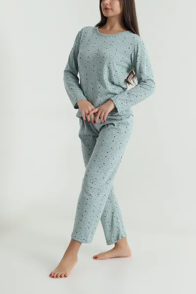 Yeşil Süprem Uzun Kol Kadın Pijama Takımı 493630