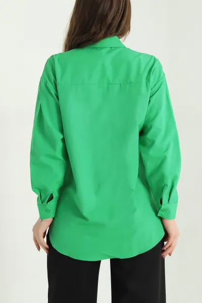 Yeşil Taşlı Çift Cep Poplin Gömlek 341252