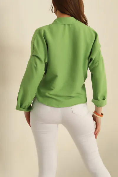 Yeşil Tek Cep Aerobin Kumaş Gömlek 252295