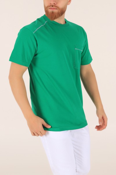 Yeşil Tek Cep Oversize Erkek Tişört 163379