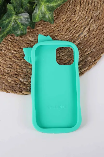 Yeşil TeknoCase İPhone 12 Uyumlu Terra Case Serisi Premium Kabartmalı Soft Silikon Telefon Kılıfı 430267