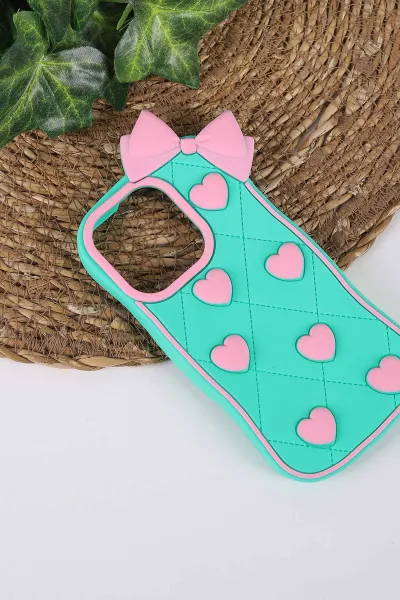 Yeşil TeknoCase İPhone 14 Pro Uyumlu Terra Case Serisi Premium Kabartmalı Soft Silikon Telefon Kılıfı 430285