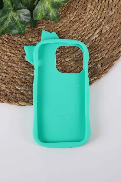 Yeşil TeknoCase İPhone 14 Pro Uyumlu Terra Case Serisi Premium Kabartmalı Soft Silikon Telefon Kılıfı 430285