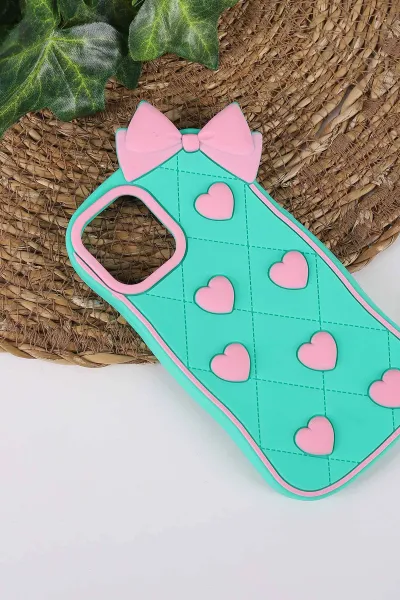 Yeşil TeknoCase İPhone 14 Uyumlu Terra Case Serisi Premium Kabartmalı Soft Silikon Telefon Kılıfı 430275