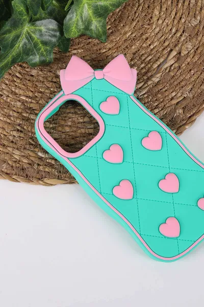 Yeşil TeknoCase İPhone 16 Pro Max Uyumlu Terra Case Serisi Premium Kabartmalı Soft Silikon Telefon Kılıfı 430323